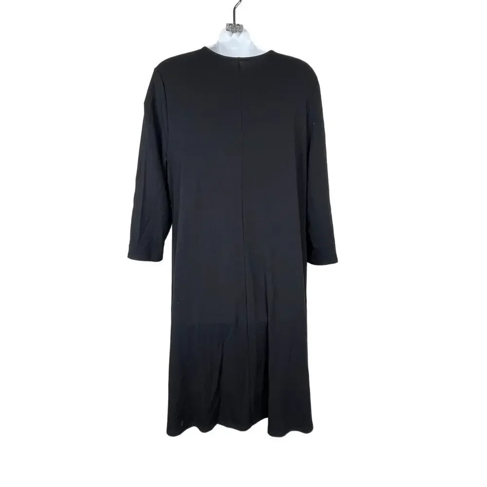 NWT Garnet Hill Dress‎ Size S Gray Taupe Organic Cotton Ribbed Cocoon Pocket